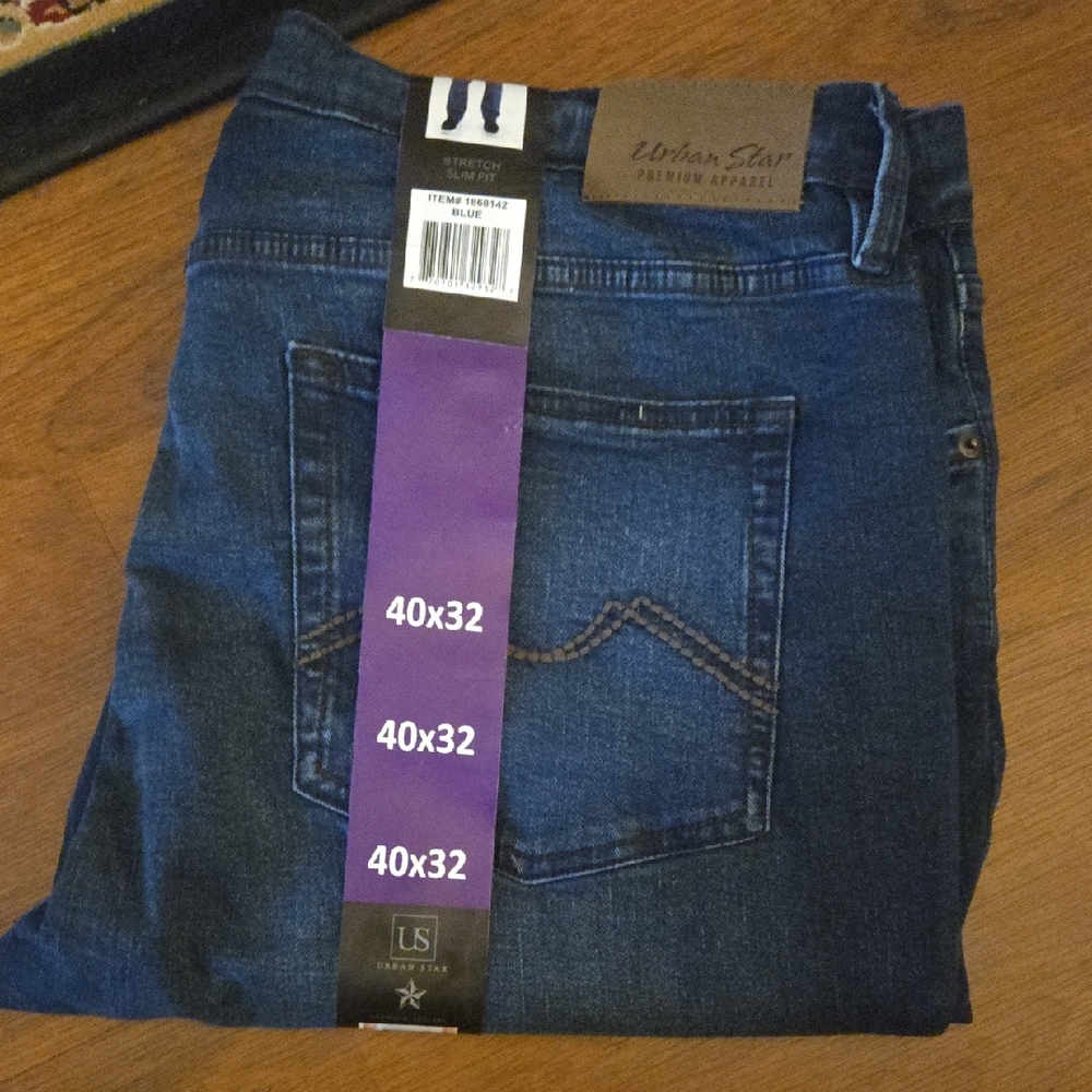 Urban Star Dark Blue Jeans Stretch Slim  Fit Classic 5 Pocket Style 40 X 32 NEW